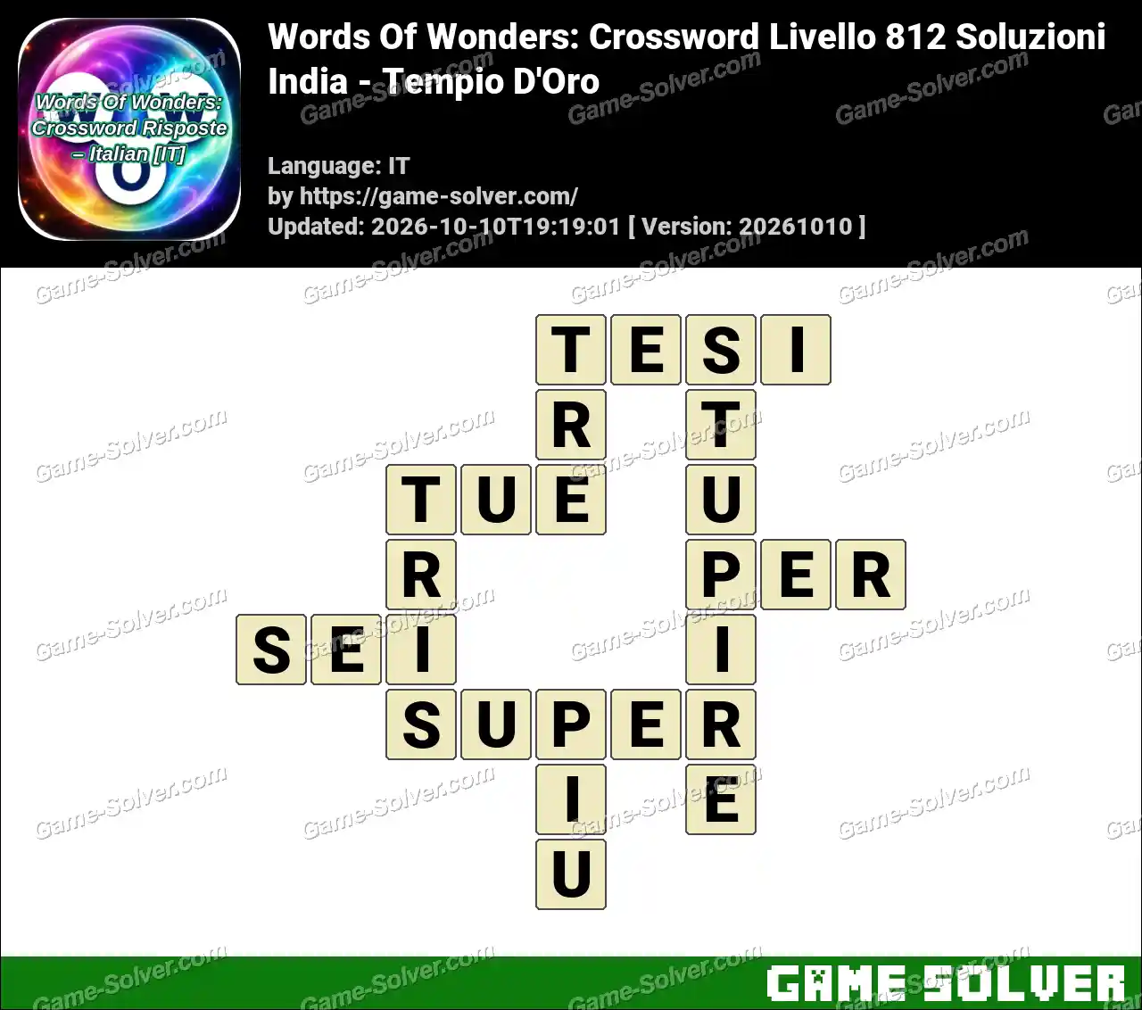 Words Of Wonders: Crossword Livello 812 Soluzioni – India – Tempio D’Oro